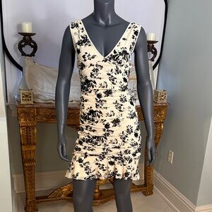 Floral Black and White Women's Dress